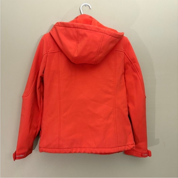 Calvin Klein Orange-Red Hooded Neoprene Fleece-Lined Jacket – Size Small GUC - Picture 11 of 16